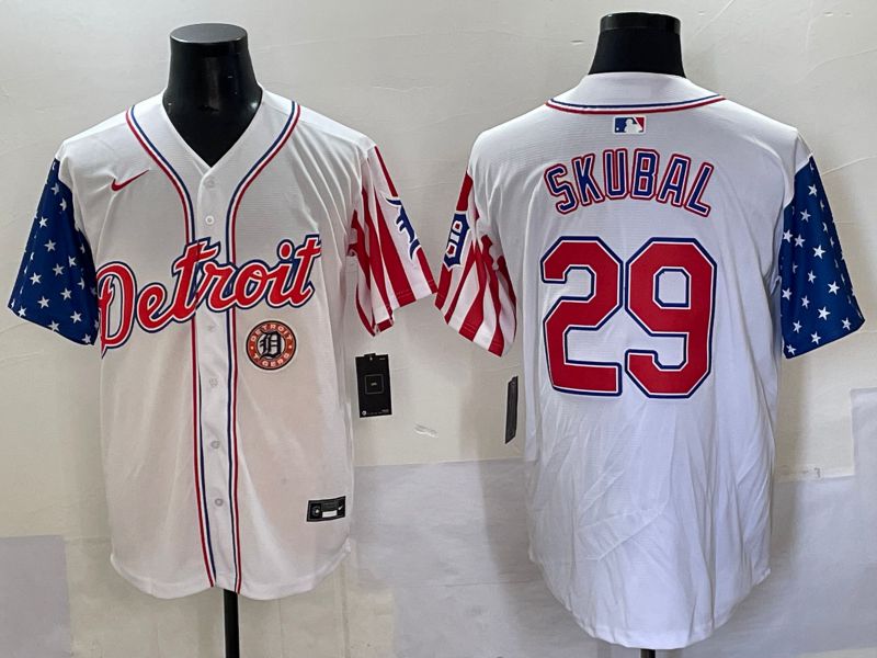 Men Detroit Tigers #29 Skubal White a generation of national flags Jointly Name 2025 Nike MLB Jersey style 5->detroit tigers->MLB Jersey